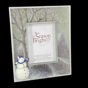 NEW Snowman Christmas Decor Resin Picture Frame 3.5x5 Make The Season Bright
